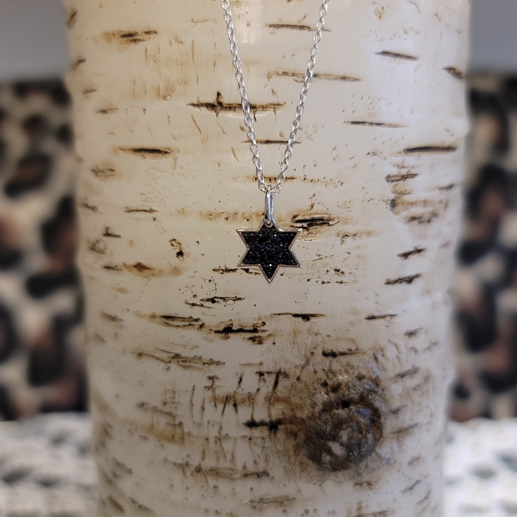 Rarities Pave Blue Sapphire Sterling Silver Star Of David Necklace